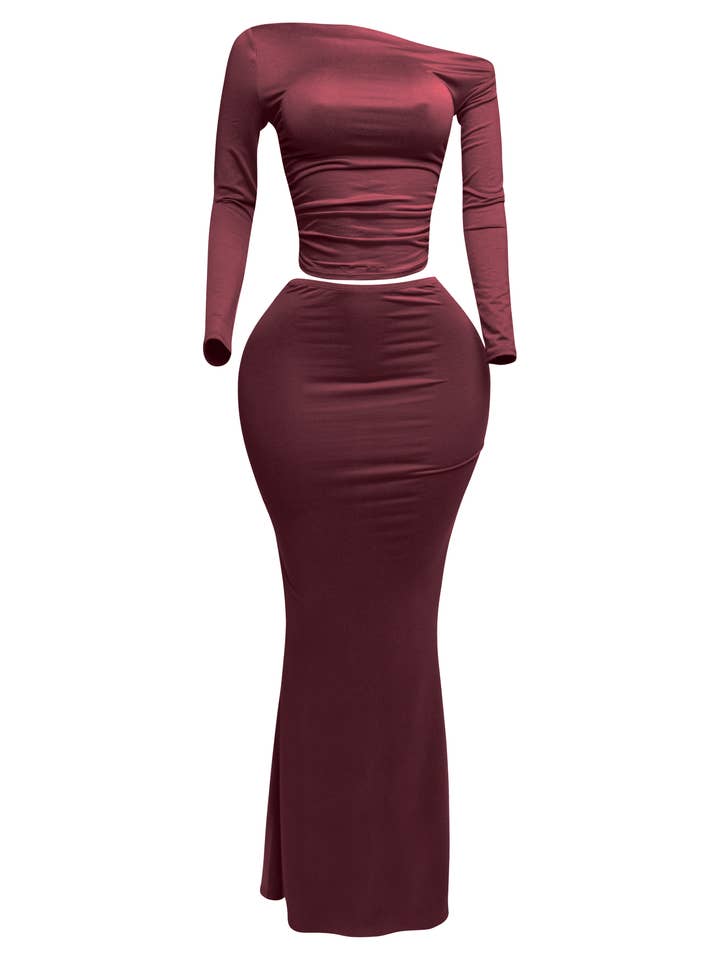 PLUS SIZE One side off shoulder top & skirt set for wholesale by K Too