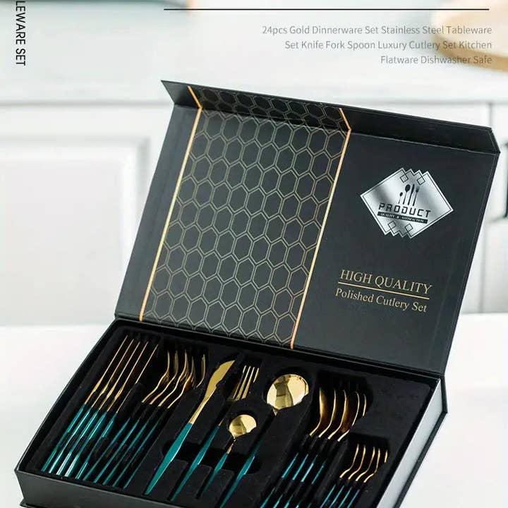Huis Van Merken - Wholesale Assorted Cutlery Set - 24PCS Stainless Steel Cutlery Set, Knife, Fork, Spoon, Luxury Cutlery Set2
