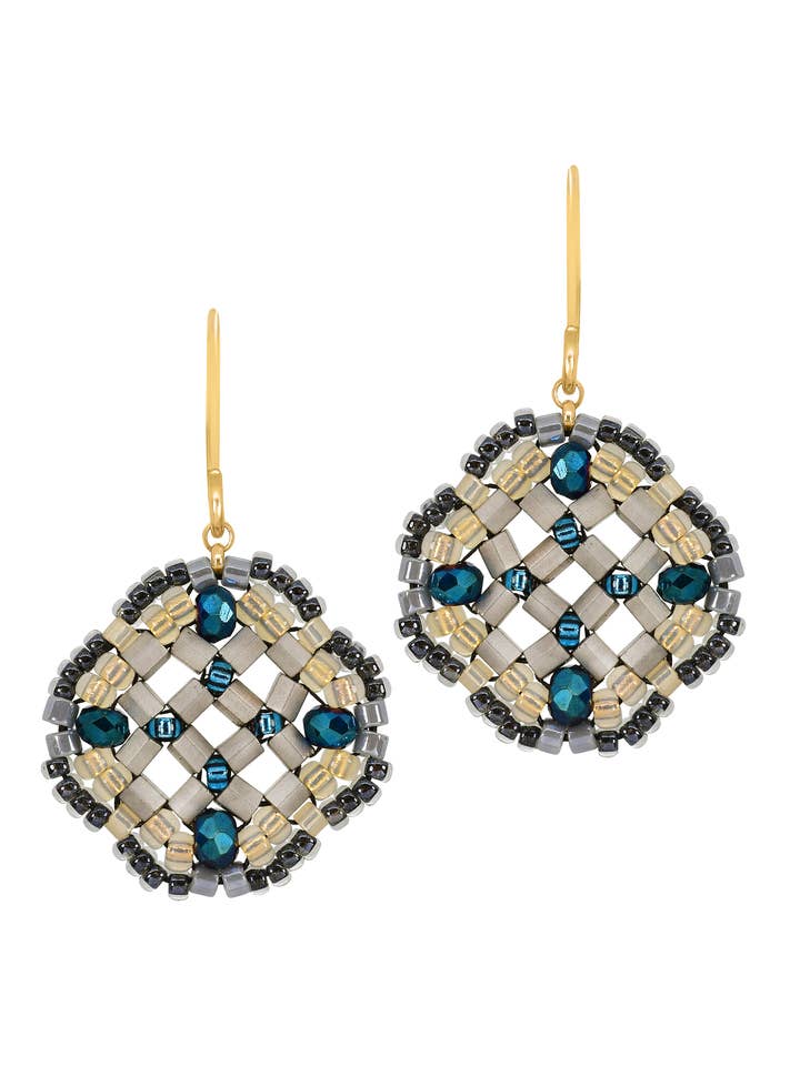 Brinco Trevo em Iolite, estilo E24807 por atacado de Miguel Ases