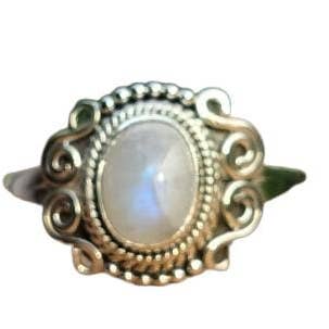 Anillo hecho a mano con piedra lunar arcoíris de June Birthstone de plata 925 para venta al por mayor de SILVER CAVE