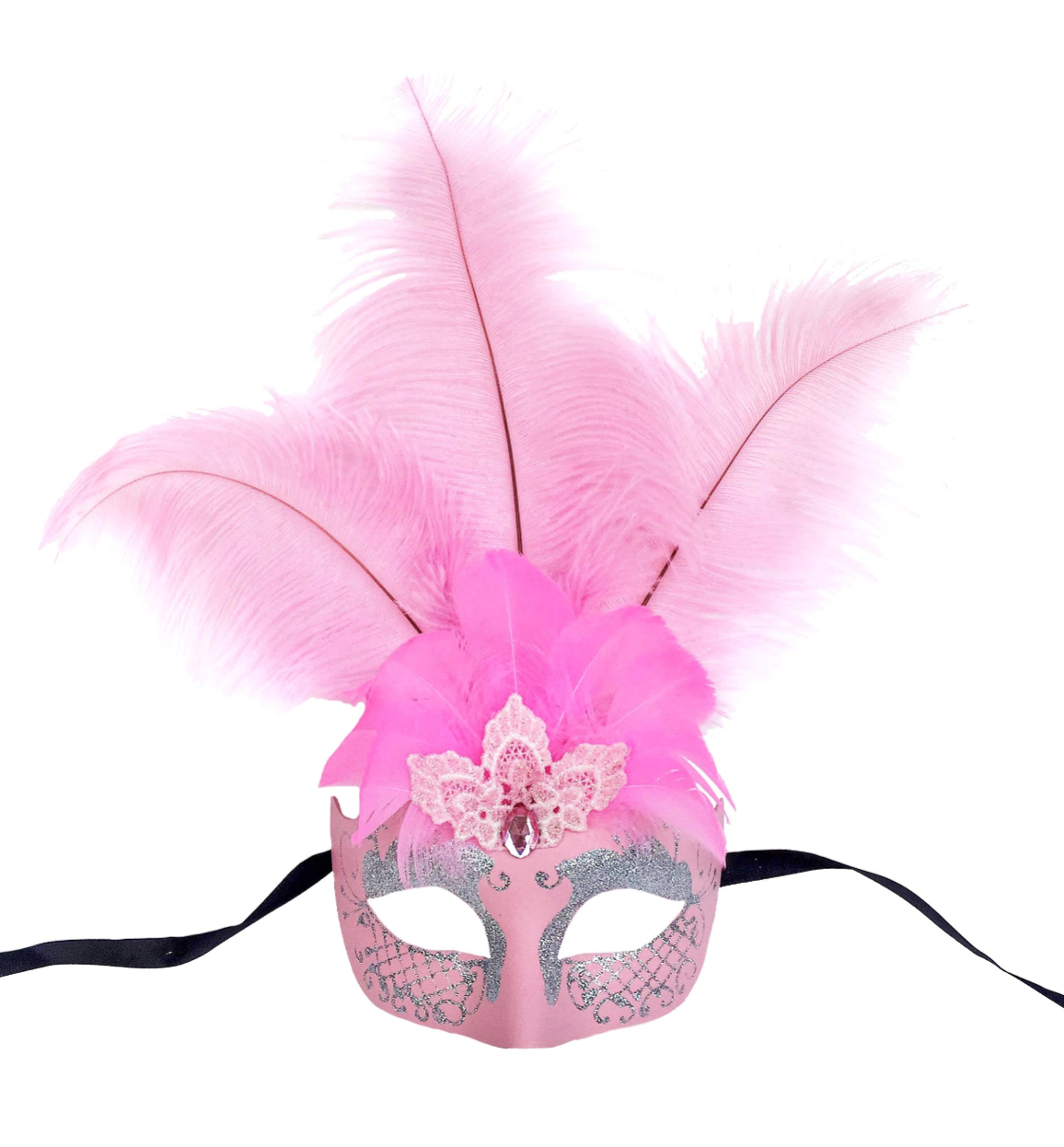 Mardi Gras Creations - Wholesale Costume - Unisex - Mask With Glitter Face And Feathers5