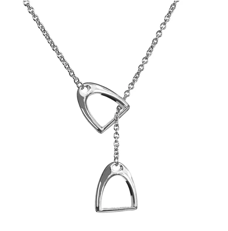 HoopLa - Wholesale Y-Neck/Lariat Necklace - Colt & Filly Stirrup Lariat Steel Necklace- Waterproof1
