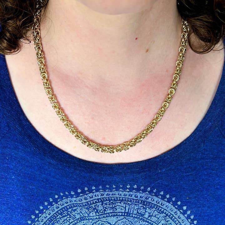 Alison Morse - Wholesale Link & Chain Necklace - Byzantine Chainmaille Necklace in 14K Gold Fill