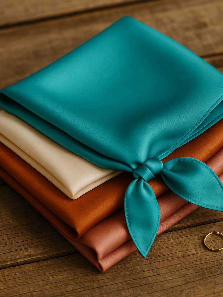 Ranch Riviera Scarf – Turquoise Satin Western Square for wholesale by The Bling Barn