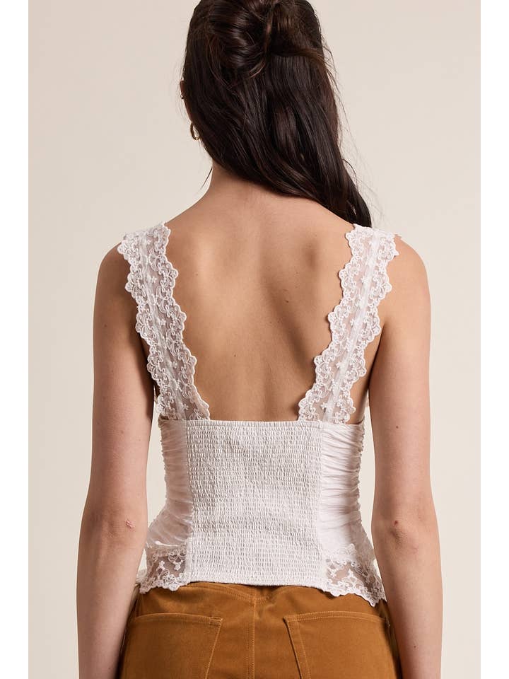 Sky to Moon - Wholesale Tank Top - Women's - SCALLOP SHAPE FLORAL LACE WIDE STRAP CAMI TOP15