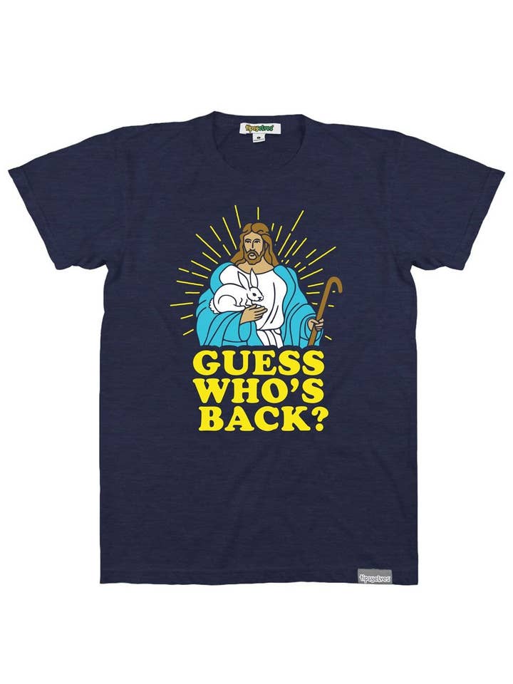 T-shirt pasquale da uomo Guess Who's Back per la vendita all'ingrosso da parte di Tipsy Elves