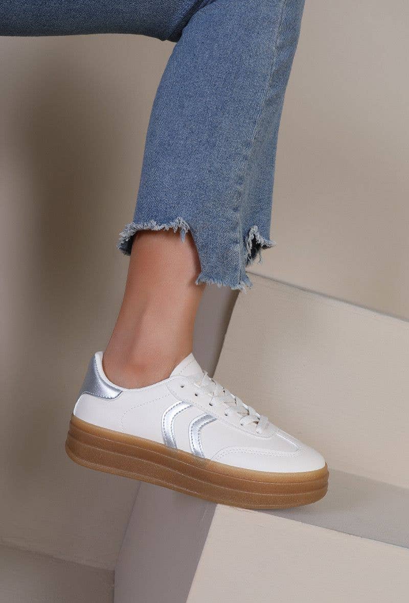 No Doubt Shoes – wholesale Lifestyle trainers – Women′s – WOMEN'S CURVE STRIPE THICK SOLE LACE UP SNEAKERS4