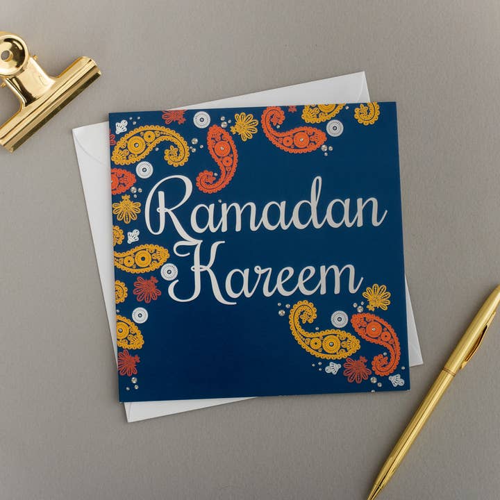 x6 Ramadan Mubarak Card | Paisley for wholesale by Eastern Print Studio