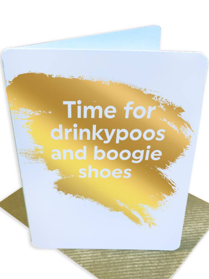 Grappige kleine verjaardagskaart - Drinkypoos Boogie Shoes voor wholesale door Brainbox Candy