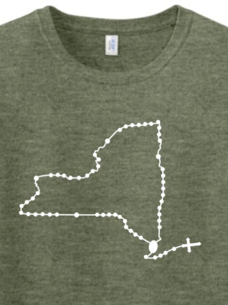 New York Catholic Rosary Adult T-shirt for wholesale by Sock Religious