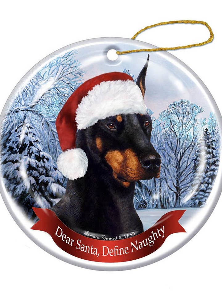 Doberman - Cappello di Babbo Natale, in porcellana, colore: Nero per la vendita all'ingrosso da parte di Pet Gifts USA, LLC