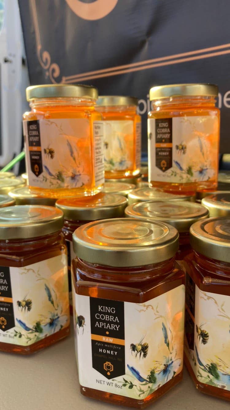 King Cobra Apiary Honey - Wholesale Honey - North Carolina Local Honey - 8 oz Glass Jar - Raw Wildflower3