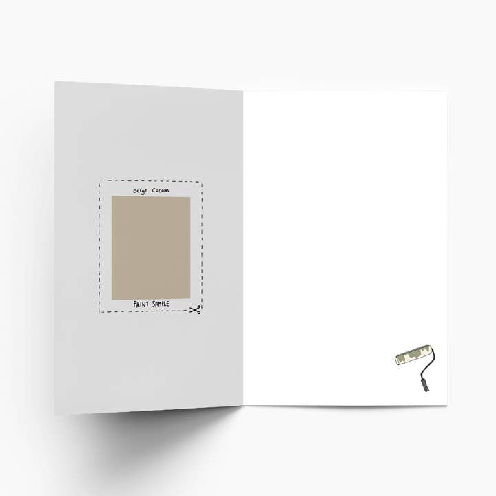 Eat the Moon | Greeting cards and stationery – Engroshandel Housewarmingkort – Nyt hjem - maleriprøve beige kokon1