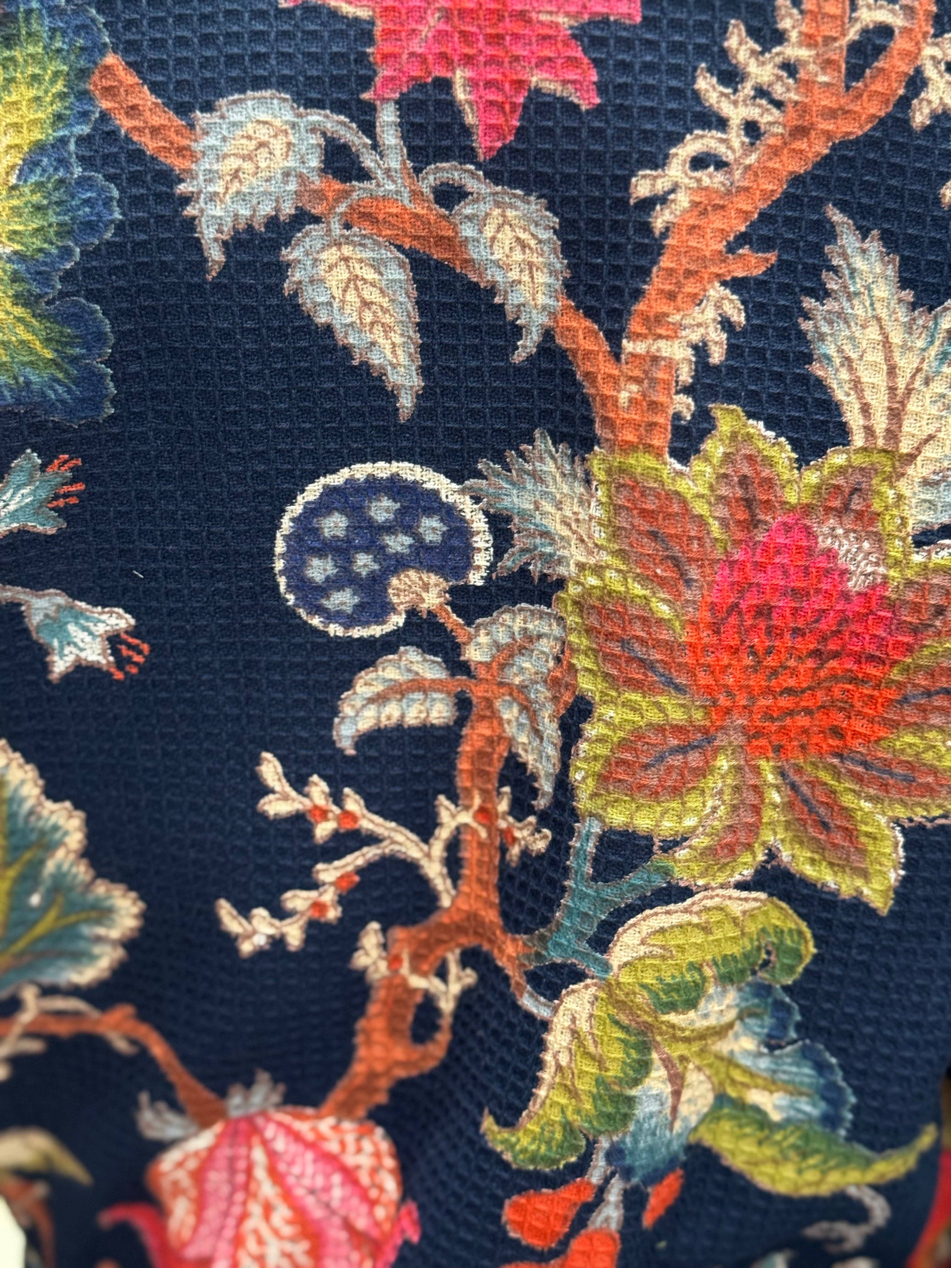 Glamthread - Wholesale Robe - Women's - Midnight Bloom Navy Floral Kimono Robe | Waffle Cotton Loungewear3