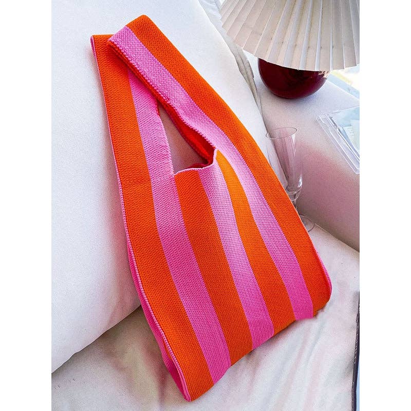 FurDecoration - Wholesale Tote Bag - Women's - Woven Handbag with Striking Contrast Color Stripes3