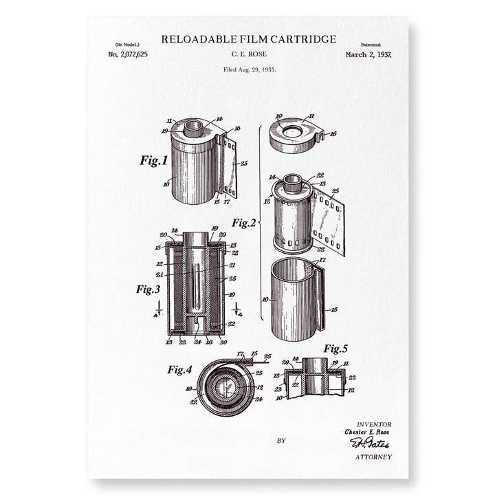 PATENT OF RELOADABLE FILM (1937): 2xPrints for wholesale by Ezen Trade