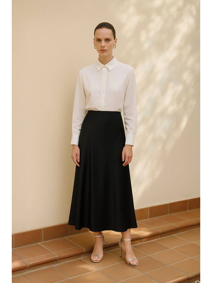 Siyah BASIC SATIN SKIRT for wholesale on Faire1
