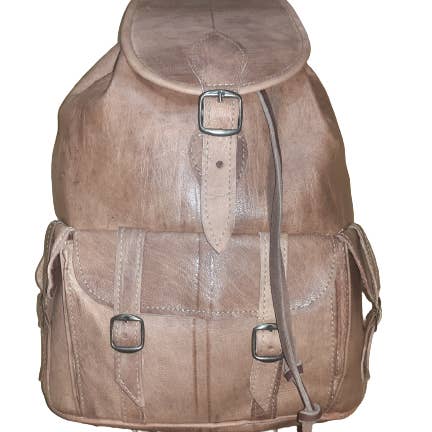 Marrakech Large Camel Backpack for wholesale by Hecho a mano