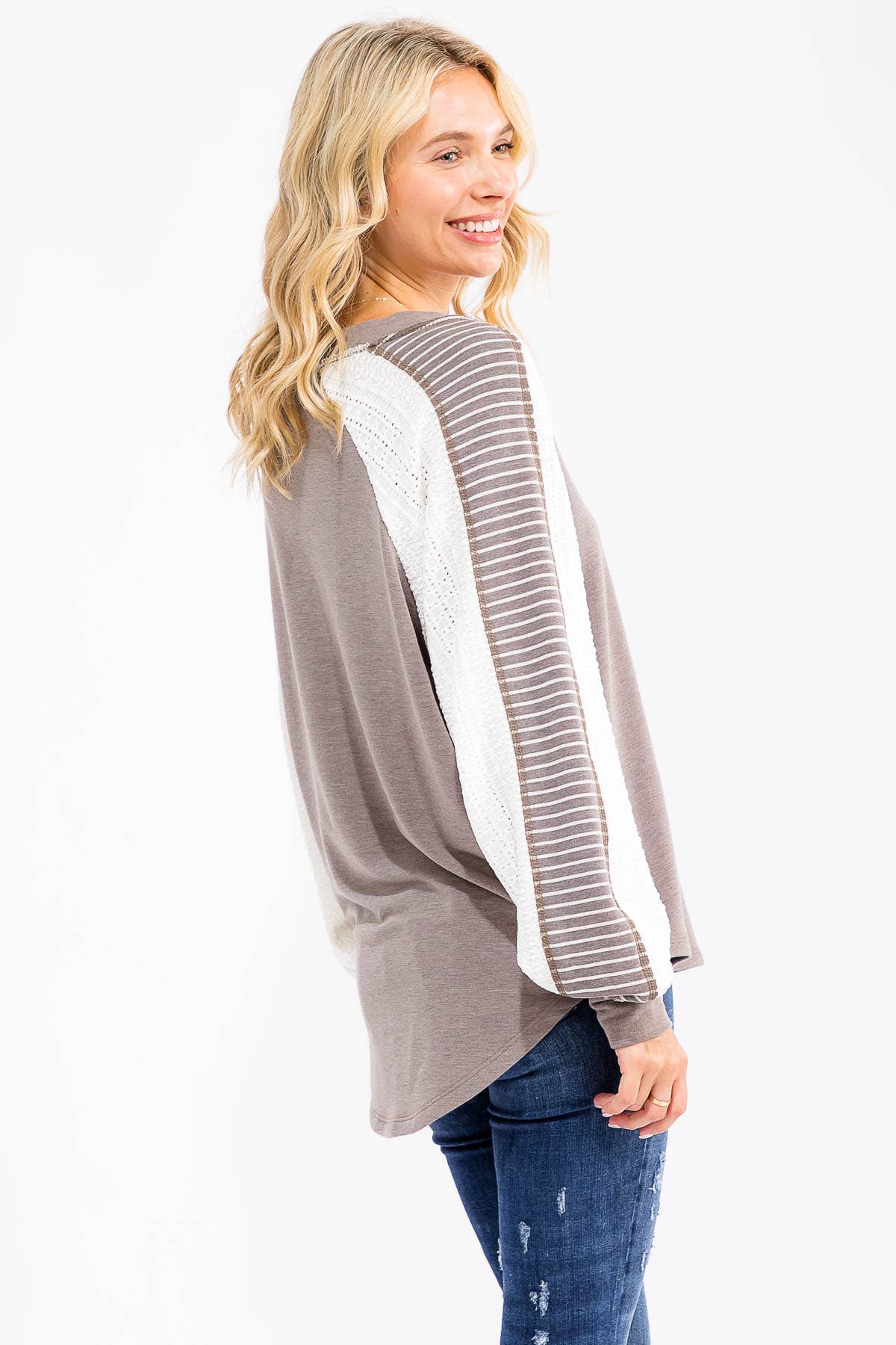 7th Ray – wholesale Stickad topp - Dam – [PLUS SIZE] Färgblock Virkad Spets Pullover Topp T5990XL-113