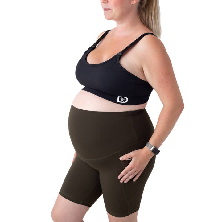 Maternity & Postnatal Cycling Shorts - Olive for wholesale by Latched