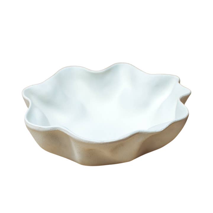 PR102 Polyresin Wavy Bowl - White 6" x 5.75" x 2" PK 2 for wholesale by Myrians Home Decor