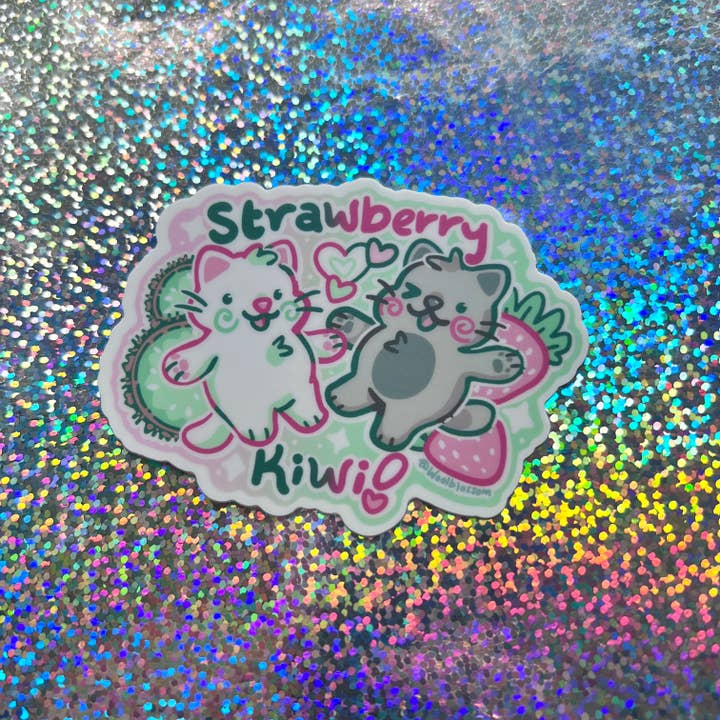 Woolblossom - Wholesale Sticker - Strawberry Kiwi Kitties! ~ Sticker1