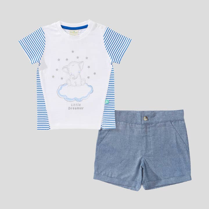 Elephant Printed Tee and Shorts Set for Toddler Boys for wholesale by Juscubs (KaiterFly)