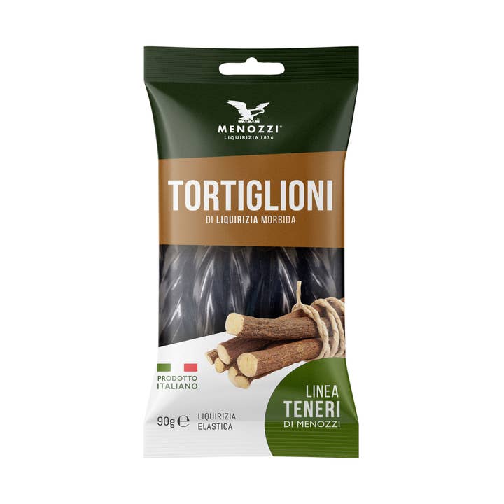 Licorice tortiglioni bag 90 grams for wholesale by Menozzi De Rosa 1836