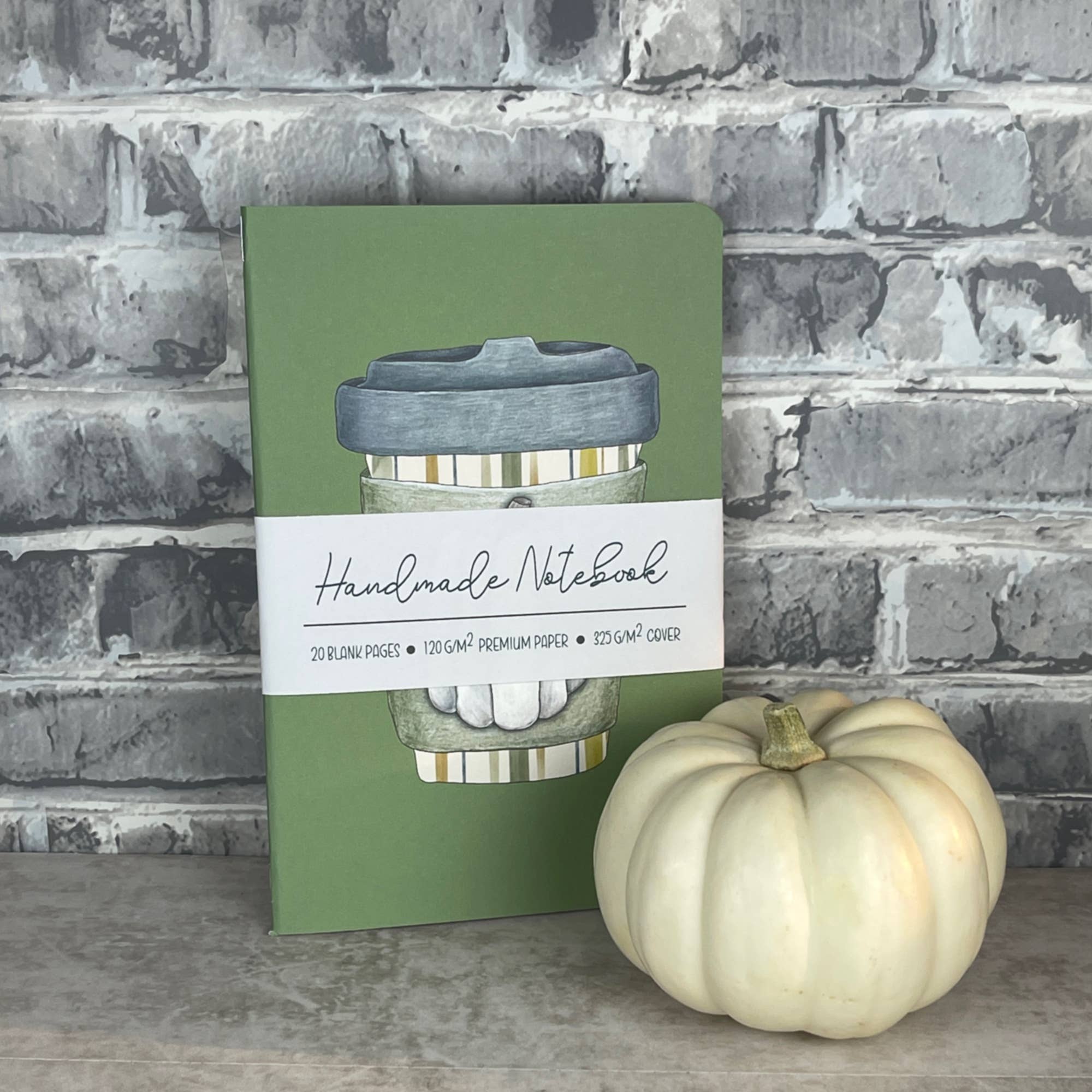 Art by Erica H & Rebel Stitchers - Vendita all'ingrosso Quaderni - Quaderno con rilegatura a sella fatto a mano verde Pumpkin Spice5