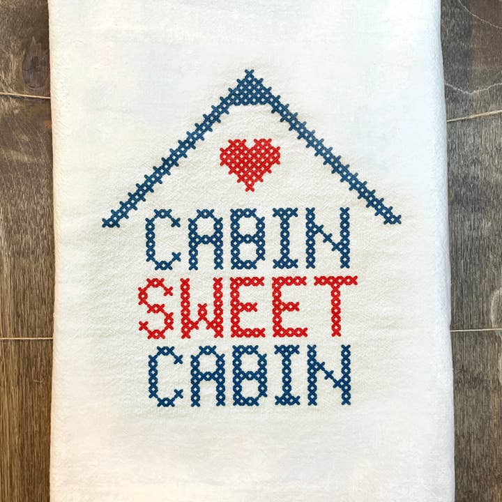 Flour Sack Towel - Cabin Sweet Cabin for wholesale by Homespun Goods