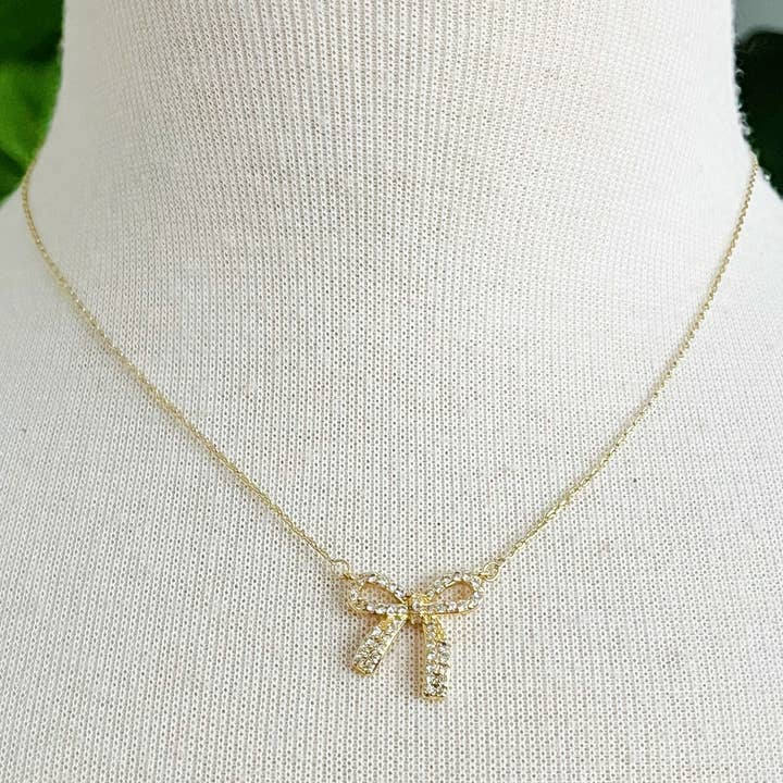 Ellison+Young - Wholesale Pendant/Charm Necklace - Simply Shine Bow Necklace