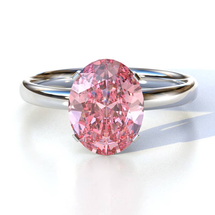 2ct Oval solitaire Diamond Ring Pink Lab Diamond Engagement Ring - Eira for wholesale by Mohana Jewels - Luxury