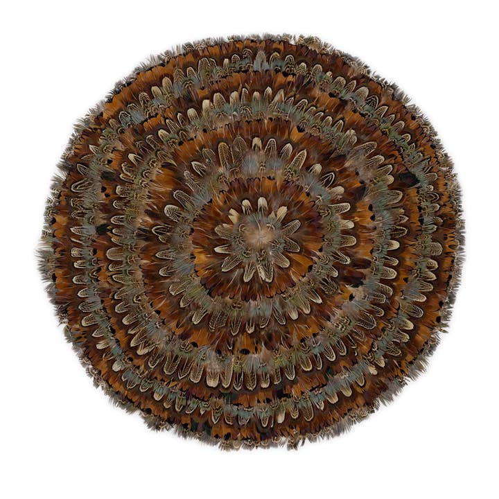 Mørkt Hjerte & Blå Mandel Fasanfjer Bordskåner for engroshandel hos Zucker Feather Products