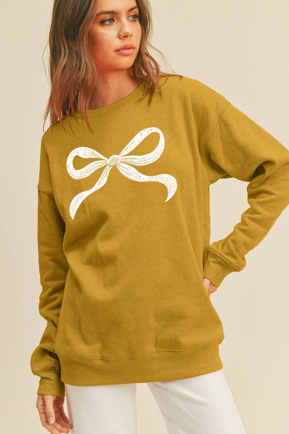 Honestee - Venta al por mayor Sudadera estampada - Mujer - Sudadera gráfica de manga larga con lazo7