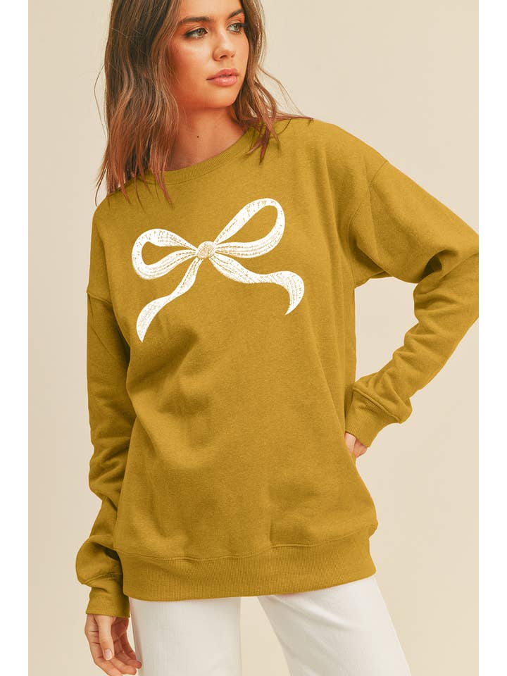 Honestee - Venta al por mayor Sudadera estampada - Mujer - Sudadera gráfica de manga larga con lazo7