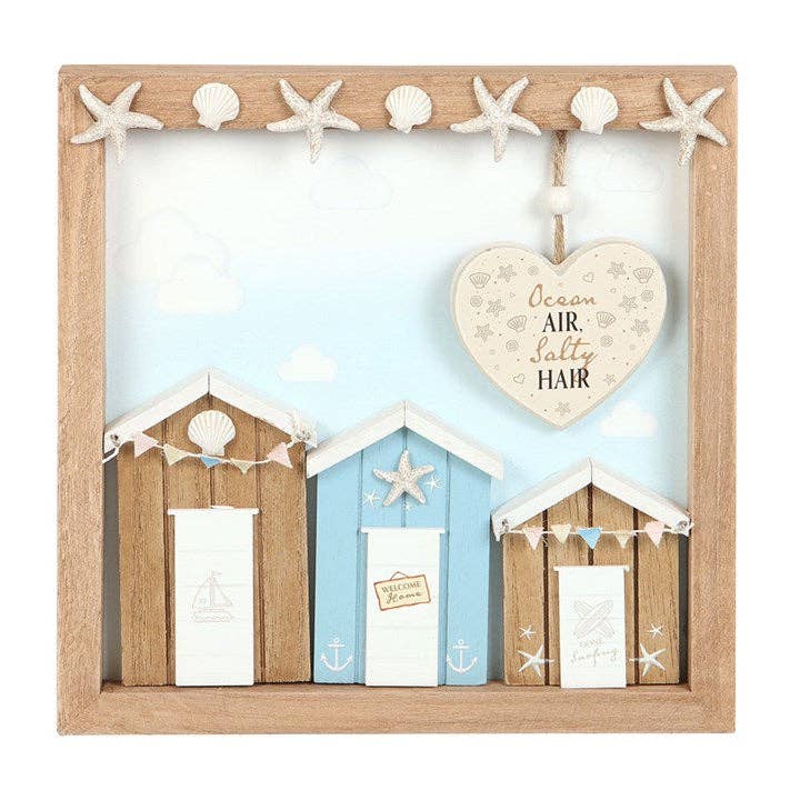 Something Different Wholesale - Wholesale Plaque - Ocean Air Salty Hair 3D Shell Beach Hut Plaque1