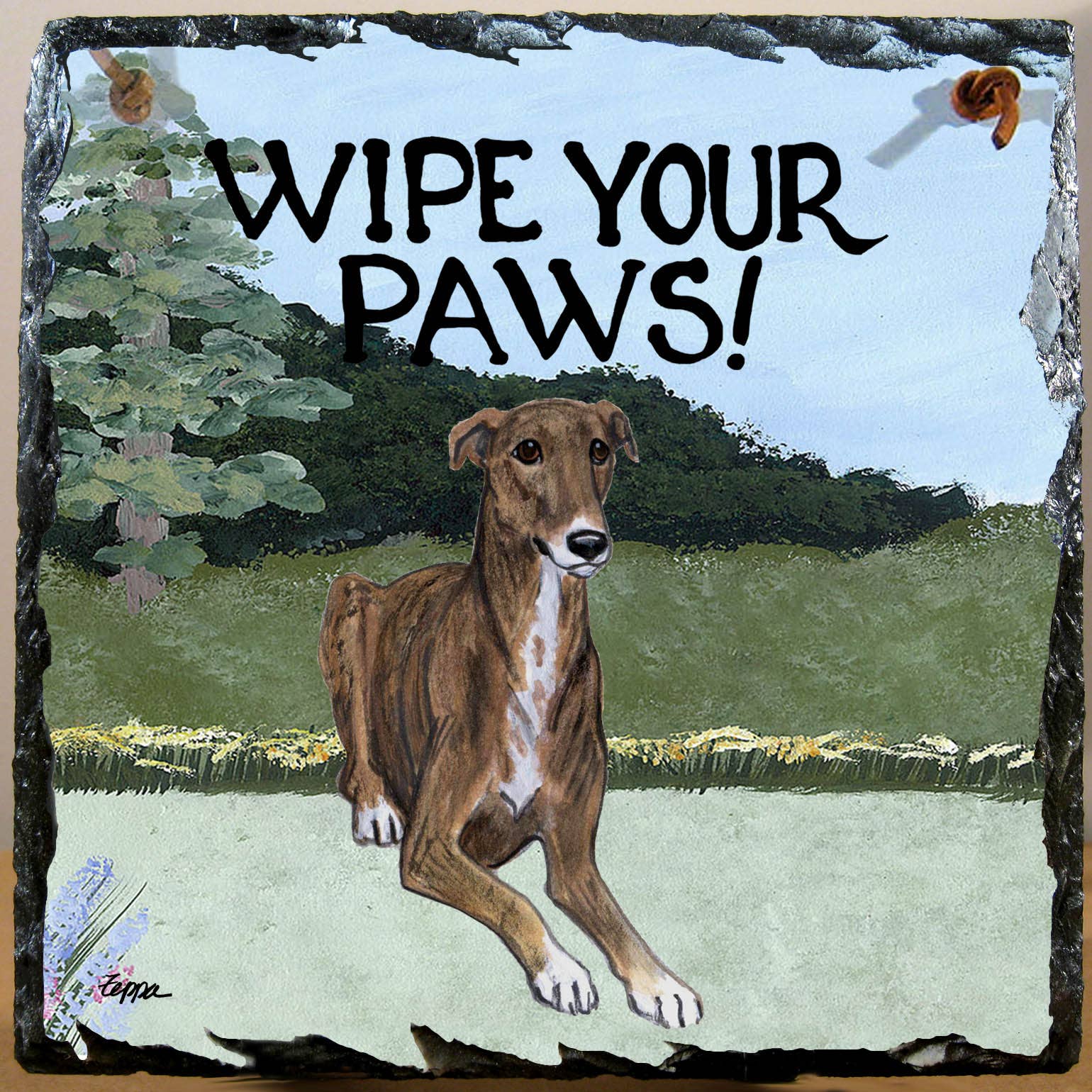 Zeppa Studios - Wholesale Sign - Greyhound Hanging Slate Tile0