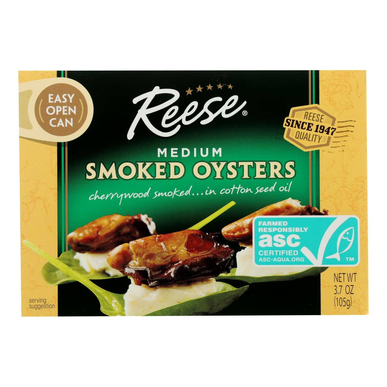 Everyday Supply Co - Wholesale Tinned Fish - Reese Oysters - Smoked - Medium - 3.7 Oz - Case Of 100
