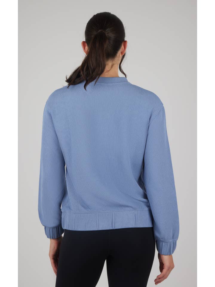 90 Degree by Reflex & Yogalicious - Wholesale Sweatshirt - Women's - Women's Scuba Rib Crew Neck Pullover with Pockets3