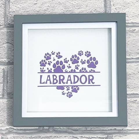 LABRADOR Shadow Box Paws & Heart - Dog Breed Frame Gift for wholesale by Herts Flowers