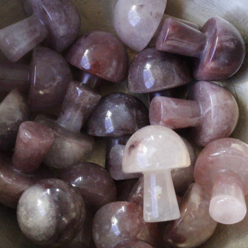 Pebble House - Wholesale Spiritual Stone/Crystal - Strawberry Quartz Mini Mushroom (Crystals & Stones)2