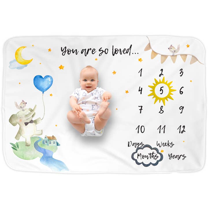 Luka & Lily - Wholesale Mijlpaaldeken - Kinderen en baby - LUKA&LILY Baby Maandelijkse Mijlpaaldeken Meisje | Jongen, Baby Mijlpaaldeken voor Baby Meisje, Maand Deken voor Baby Meisje, Safari Babyshower Decoraties, Baby Jongen Cadeaus, Baby Meisje Cadeau, Slabbetje+Frames 60x40