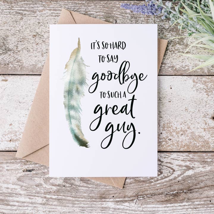 Goodbye Great Guy Sympathy Card for wholesale by Card & Story
