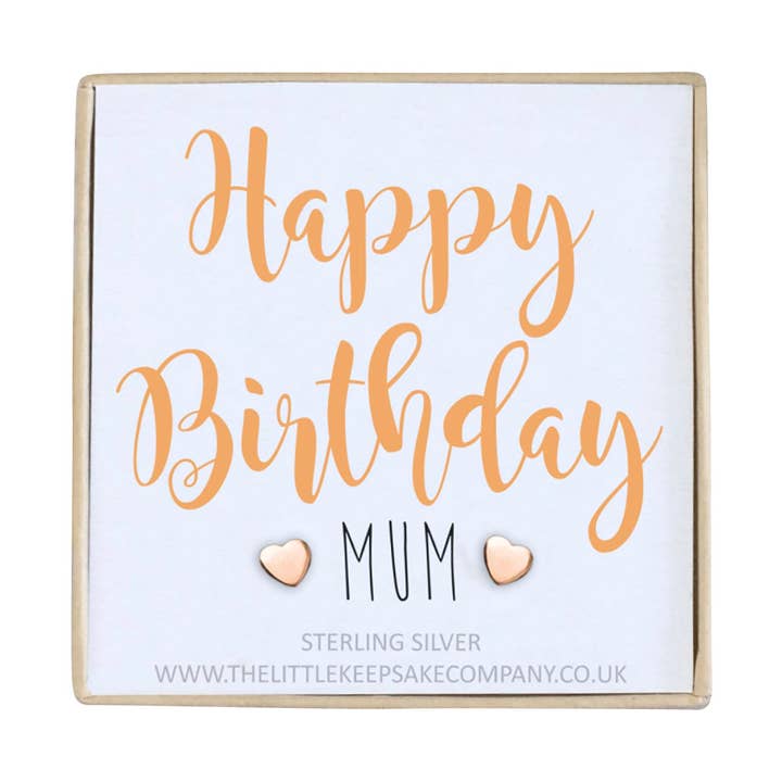 Rose guld Vermeil Citat Øreringe - Tillykke med fødselsdagen mor for engroshandel hos The Little Keepsake Company