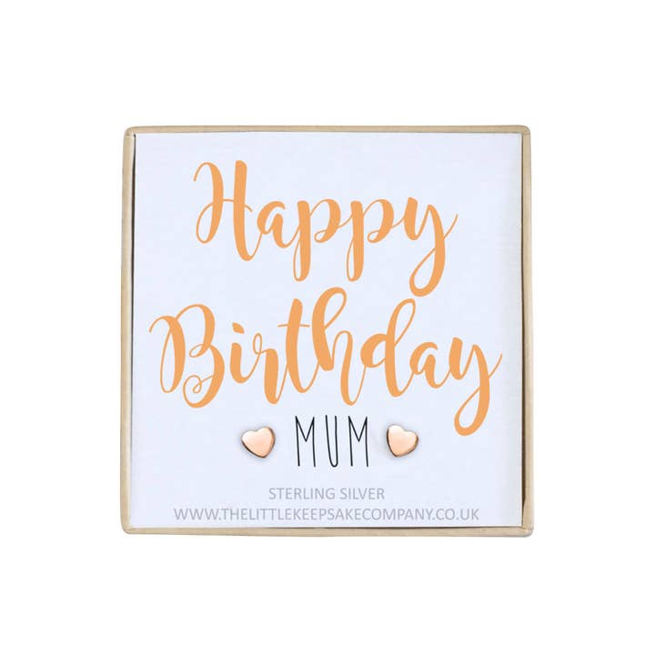 Rose Gold Vermeil Quote Earrings - Happy Birthday Mum for wholesale by The Little Keepsake Company