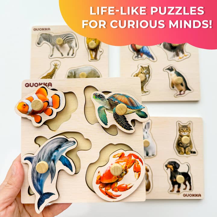 QUOKKA - Wholesale Puzzle - Kids - Montessori Wooden Pegged Puzzle for Toddlers | CASE 32x4 pcs3