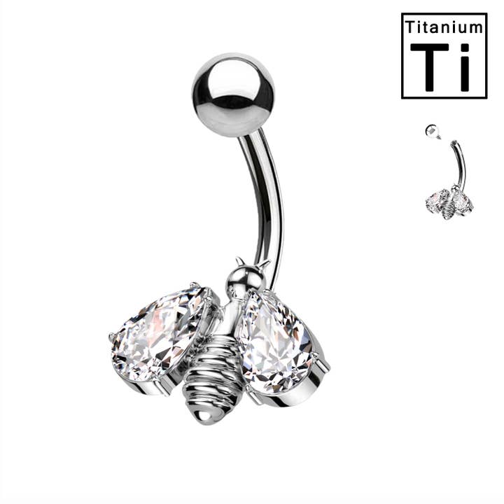 PWD-026 Bee-Shaped Crystal Belly Button Piercing for wholesale by Awaken