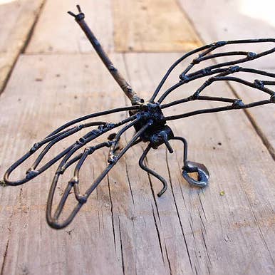 Recycled Metal Garden Artwork - Lace Wing Dragonfly On Wall for wholesale by chi-africa