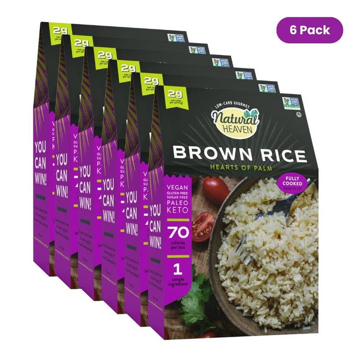 Natural Heaven – Engroshandel Ris – Brun ris - Hjerter af palmepasta - 6 tællinger, 09oz (255 g) hver - Keto, Low Carb & Glutenfri
