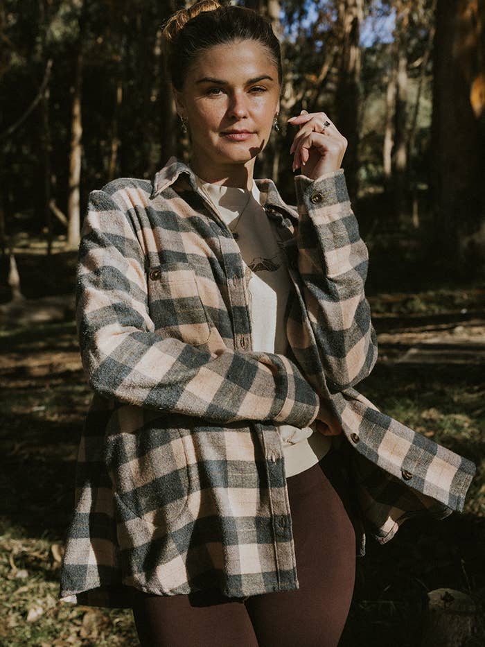 Wings Hawaii - Vendita all'ingrosso Camicia button down - Donna - Paragon Flanella - Pesca + Grigio